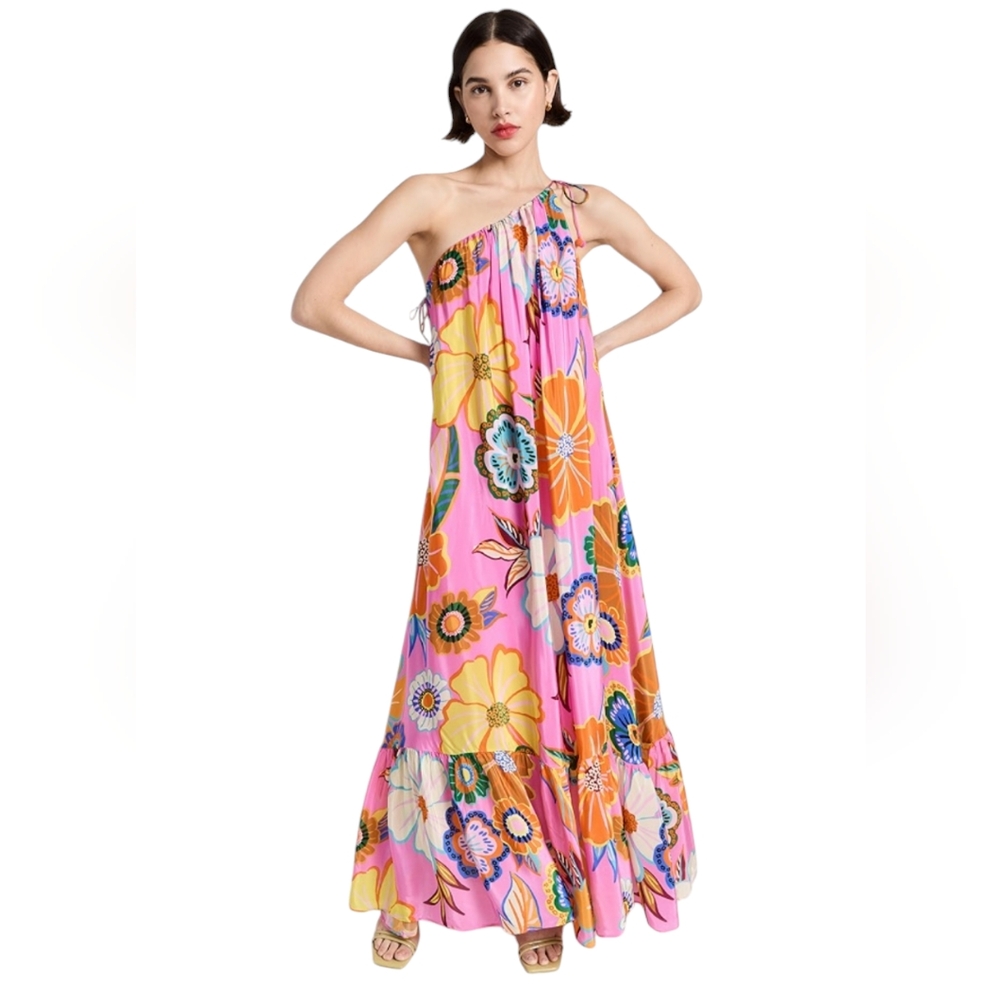 Farm Rio Full Garden Pink Maxi Dress